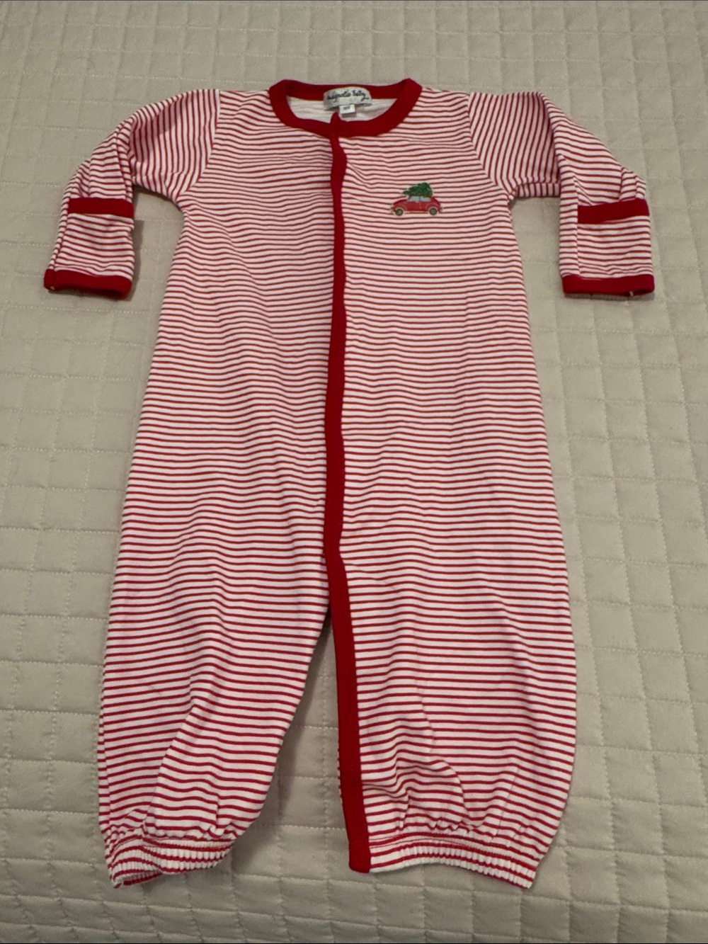 Magnolia Baby size medium red striped convertible gown to legs